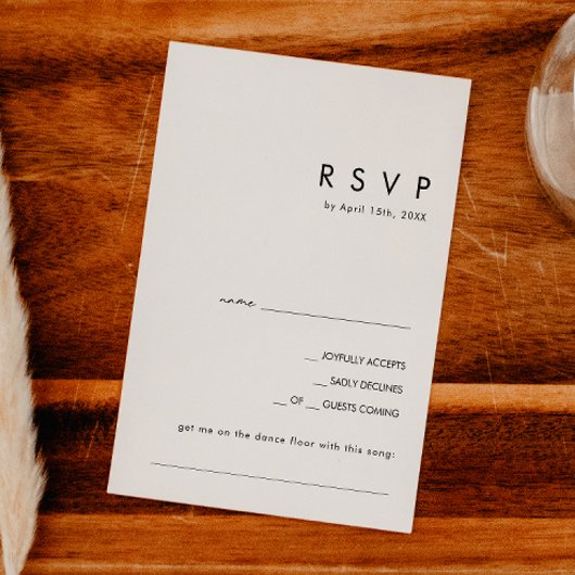 Moderne Minimalistische Song Request RSVP Card Karte