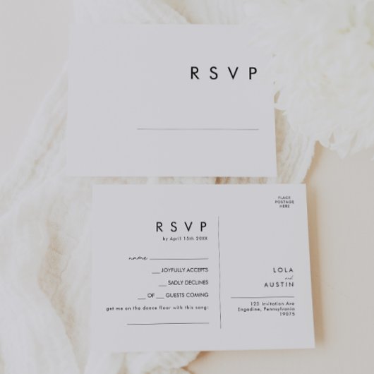 Moderne Minimalistische Song Request RSVP Card Postkarte