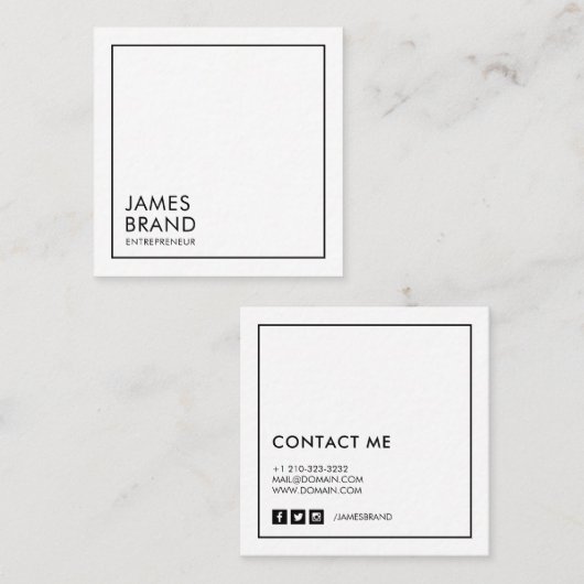 Moderne Minimalistische soziale Medien Quadratische Visitenkarte (Vorne/Hinten)