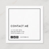 Moderne Minimalistische soziale Medien Quadratische Visitenkarte (Rückseite)