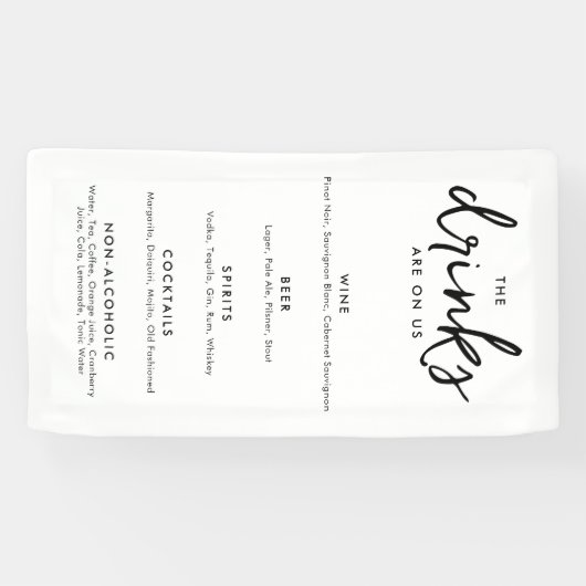 Moderne Minimalistische Speisekarte für Hochzeitsg Banner (Horizontal)