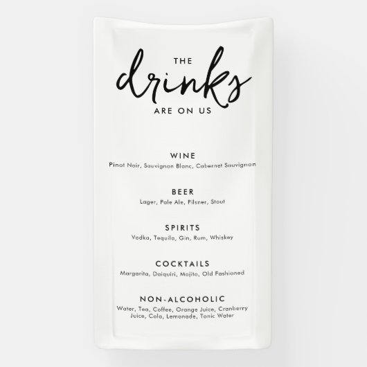 Moderne Minimalistische Speisekarte für Hochzeitsg Banner (Vertikal)