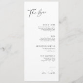 Moderne Minimalistische Speisekarte für Hochzeitsp (Vorderseite)
