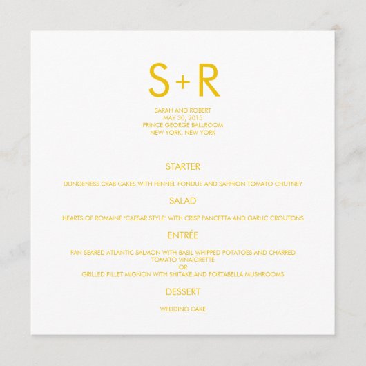 Moderne Minimalistische Speisekarte Menükarte (Vorderseite)