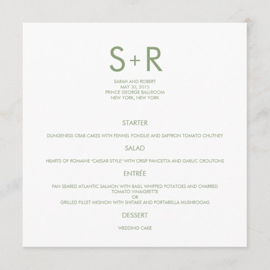 Moderne Minimalistische Speisekarte Menükarte (Vorderseite)