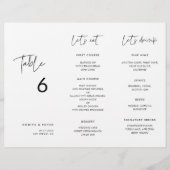 Moderne Minimalistische Speisekarte und Tischnumme (Vorderseite)