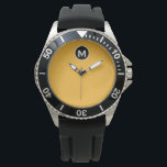 Moderne Minimalistische Sportsongram Armbanduhr<br><div class="desc">Moderne Sporty Monogram Trendy Bright Mustard Yellow Black and White Monogram Emblem Minimal Classic Block Typografie</div>
