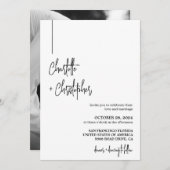 Moderne Minimalistische, stilvolle Foto-Hochzeit Einladung (Vorne/Hinten)