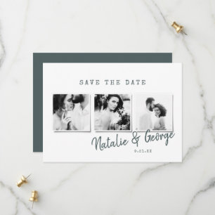 Moderne minimalistische stilvolle Multi-Foto-Hochz Save The Date