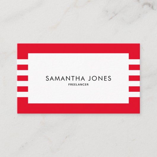 Moderne Minimalistische Streifen Freelancer Visitenkarte (Vorderseite)