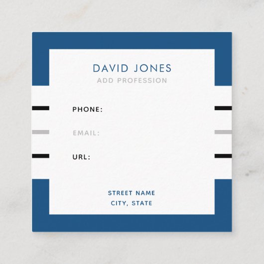 Moderne Minimalistische Streifen Quadratische Visitenkarte (Rückseite)