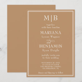 Moderne Minimalistische Tan Beige Hochzeit Einladung