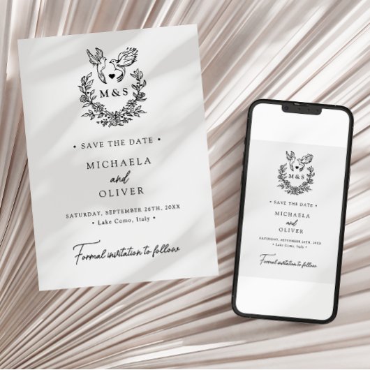 Moderne Minimalistische Tauben Elegante Script Hoc Save The Date