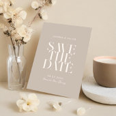Moderne Minimalistische Taupe Beige Chic Wedding Save The Date