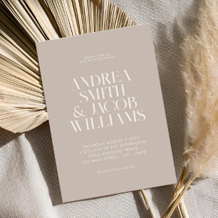 Moderne Minimalistische Taupe Chic Wedding Einladung