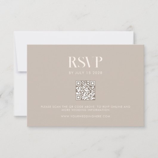 Moderne Minimalistische Taupe Chic Wedding RSVP Karte (Vorderseite)