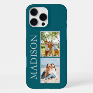 Moderne minimalistische Teal-eigene Foto-Monogramm iPhone 16 Pro Max Hülle