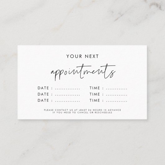 Moderne, minimalistische Termine (Rückseite)