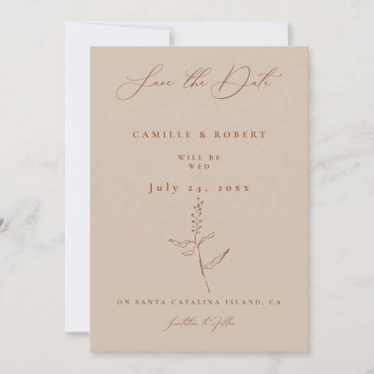 Moderne Minimalistische Terra Cotta Calligraphy We Save The Date (Vorderseite)