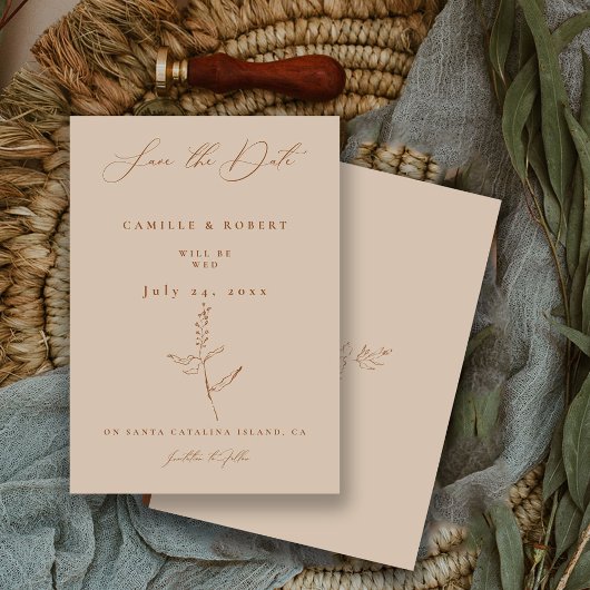 Moderne Minimalistische Terra Cotta Calligraphy We Save The Date