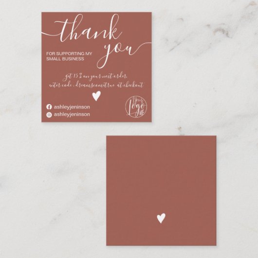 Moderne minimalistische Terracotta Bestellung Viel Quadratische Visitenkarte (Vorne/Hinten)