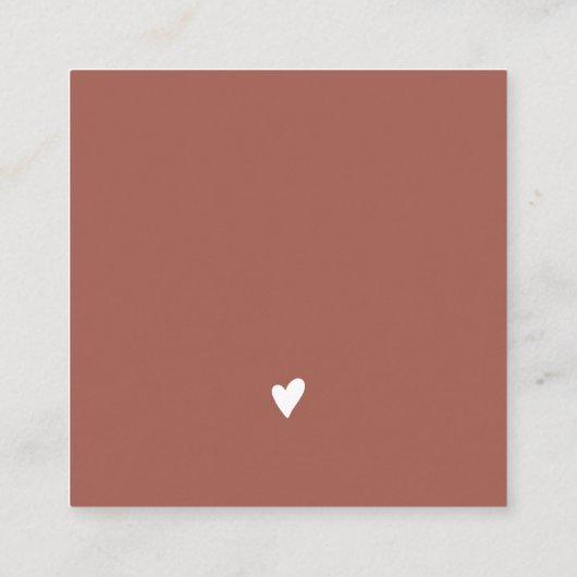 Moderne minimalistische Terracotta Bestellung Viel Quadratische Visitenkarte (Rückseite)