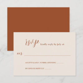 Moderne Minimalistische Terracotta-Hochzeit RSVP Karte