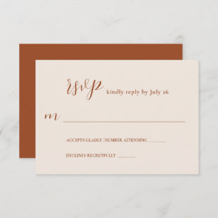 Moderne Minimalistische Terracotta-Hochzeit RSVP Karte