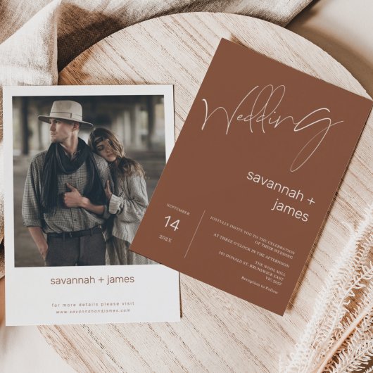 Moderne Minimalistische Terracotta-Kalligrafie Hoc Einladung