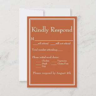 Moderne Minimalistische Terracotta RSVP Card
