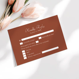 Moderne Minimalistische Terracotta RSVP Card Dankeskarte