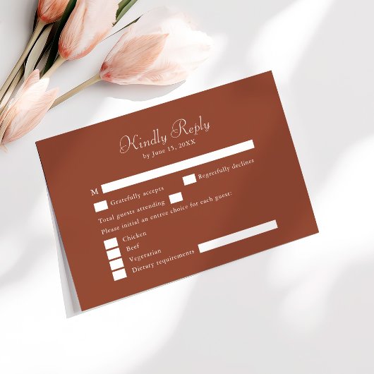 Moderne Minimalistische Terracotta RSVP Card Dankeskarte