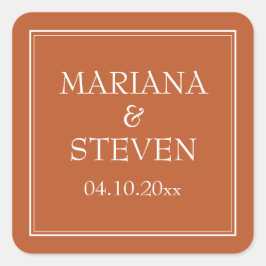 Moderne Minimalistische Terracotta-Square-Aufklebe Quadratischer Aufkleber