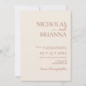 Moderne Minimalistische Terracotta Wedding Einladung (Vorderseite)