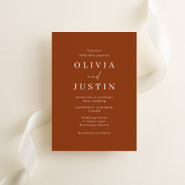 Moderne Minimalistische Terracotta Wedding Einladung