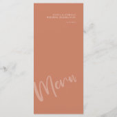 Moderne Minimalistische Terracotta Wedding Menu Menükarte (Rückseite)