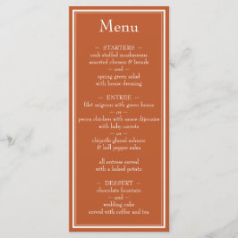 Moderne Minimalistische Terracotta Wedding Menu Menükarte