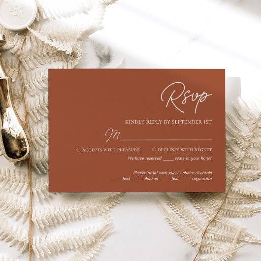 Moderne Minimalistische Terracotta Wedding RSVP Ca