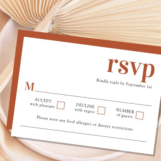 Moderne Minimalistische Terracotta Wedding RSVP Ca