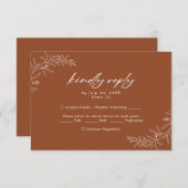 Moderne Minimalistische Terracotta Wedding RSVP Ca Einladung (Vorne/Hinten)