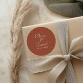 Moderne Minimalistische Terracotta Wedding Runder Aufkleber
