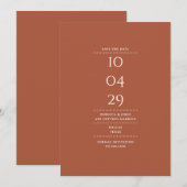Moderne Minimalistische Terracotta Wedding Save The Date (Vorne/Hinten)