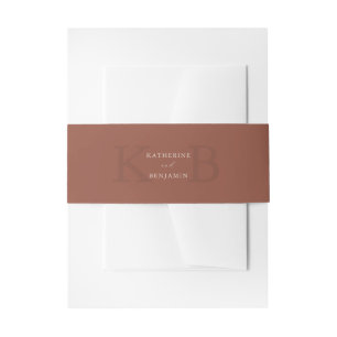 Moderne minimalistische Terrakotta-Monogramm-Hochz Einladungsbanderole