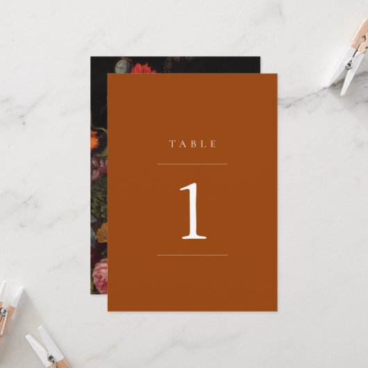 moderne minimalistische Terrakotta-Tischnummer Einladung (Vorderseite/Rückseite Beispiel)