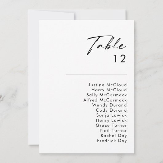 Moderne Minimalistische Tischnummer (Rückseite)