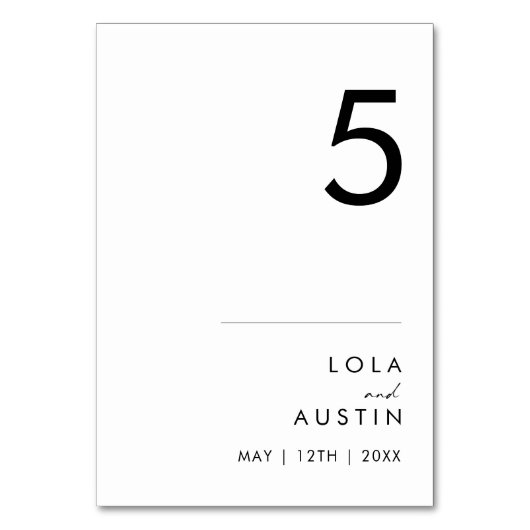 Moderne Minimalistische Tischnummer (Rückseite)