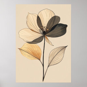 Moderne minimalistische transparente beige und gol poster