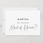 Moderne minimalistische Trauzeugin Einladung (Vorderseite)