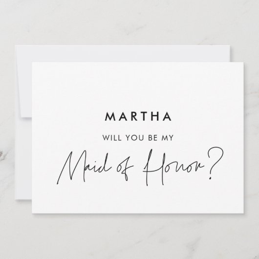 Moderne minimalistische Trauzeugin Einladung (Vorderseite)