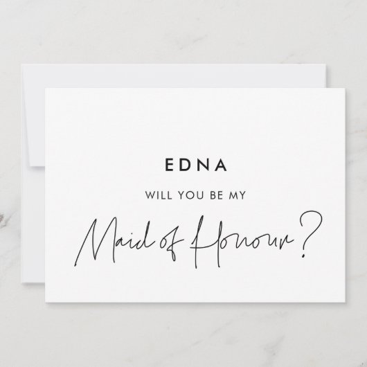 Moderne minimalistische Trauzeugin Einladung (Vorderseite)